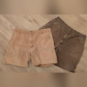 Vintage Carhartt Shorts 2 Pairs Mens 42 Carpenter Work 90s Y2K Brown Beige Work